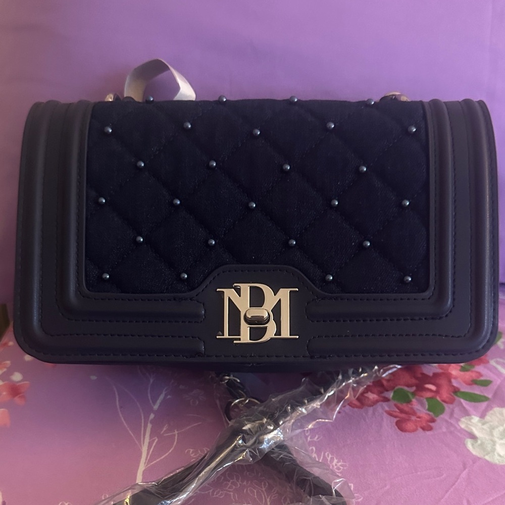 Badgley Mischka Blue Quilted Crossbody Bag